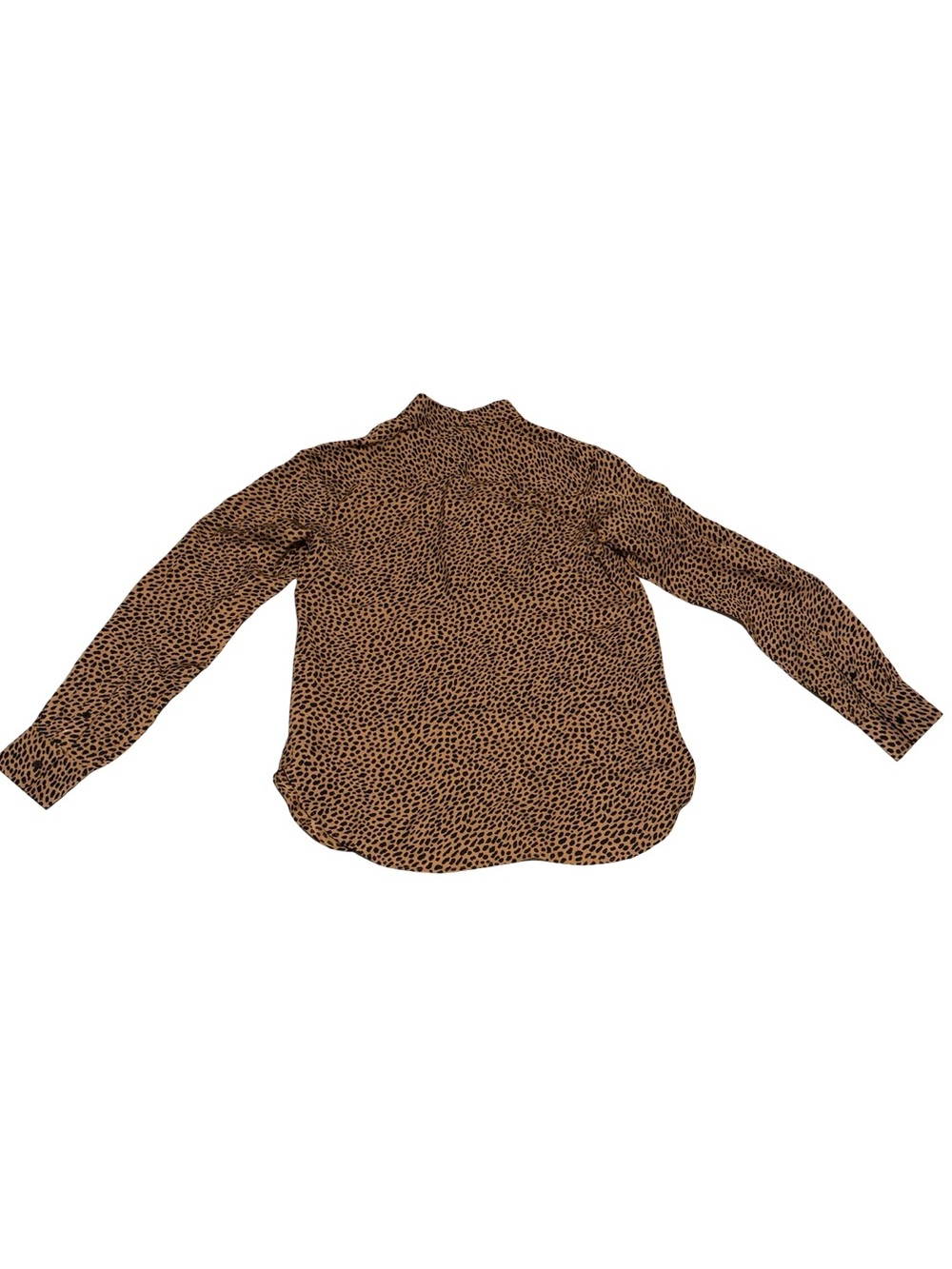 J.Crew Leopard Print Button Front Blouse Brown Black Long Sleeve Top - Picture 2 of 5